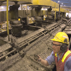 Employee monitoring the flotation cells